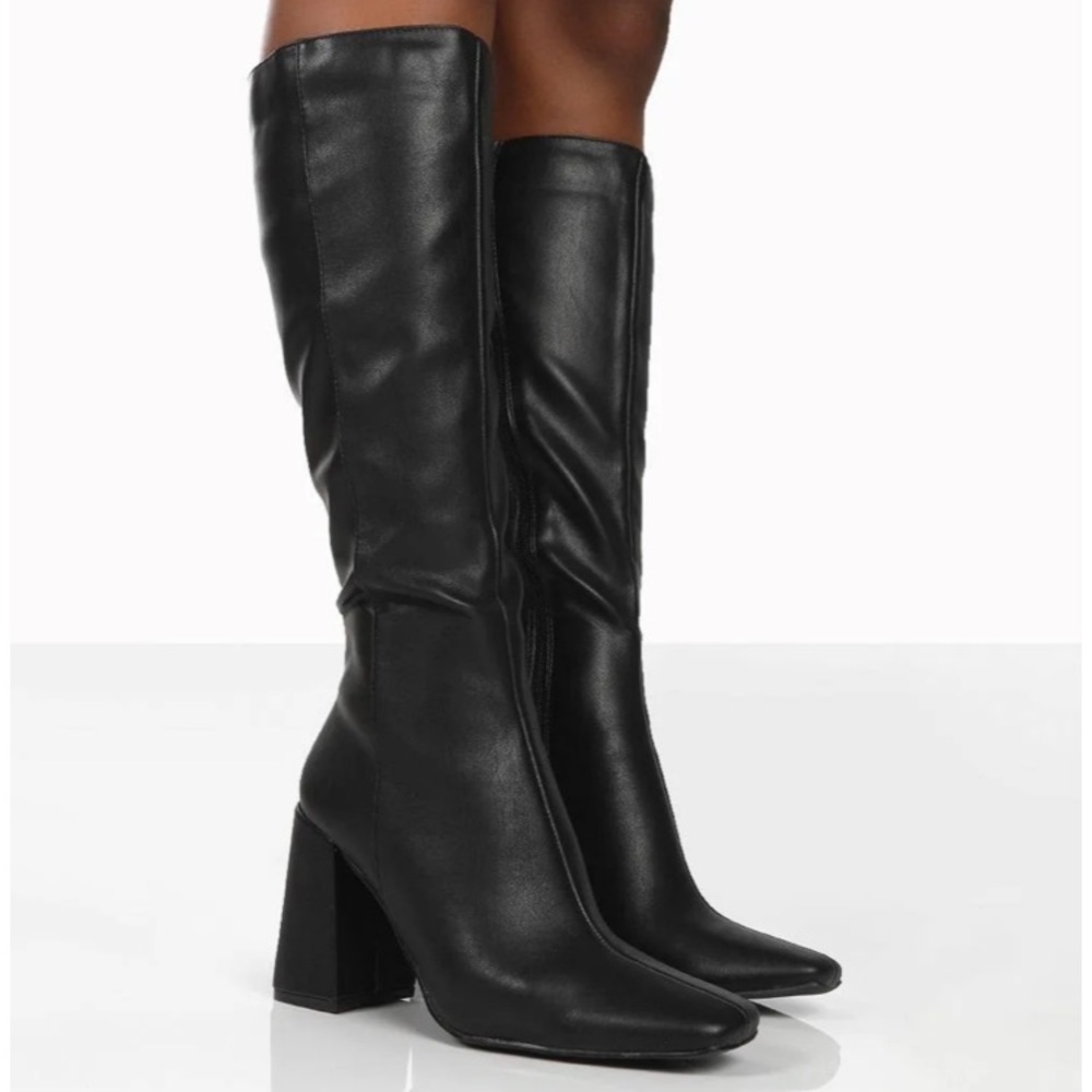 Goffredo fantini black block heel tall boots size 40